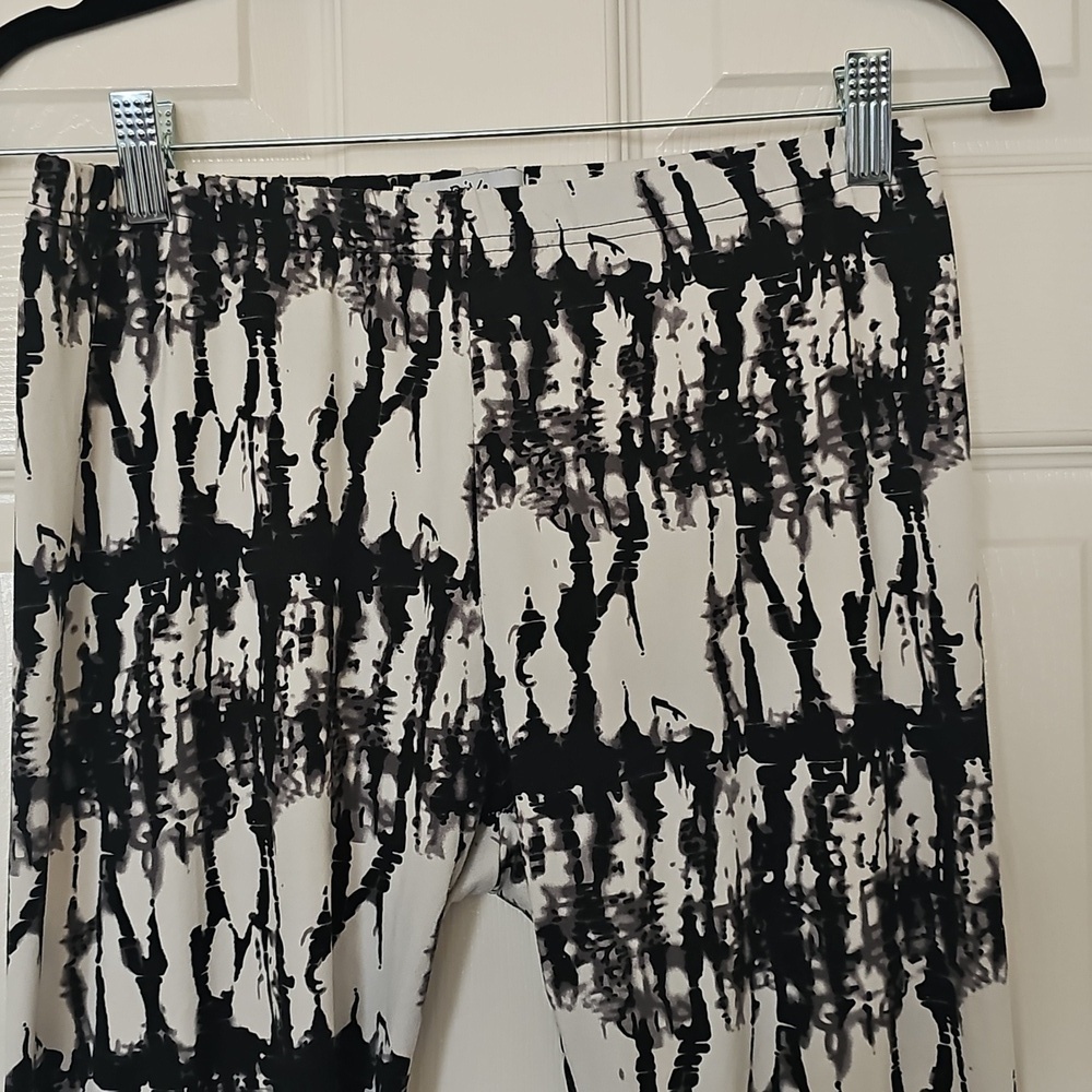 RIV Vintage 90's Y2K Pull on Marbled Tye Die Leggings Black White Large. - Picture 5 of 11